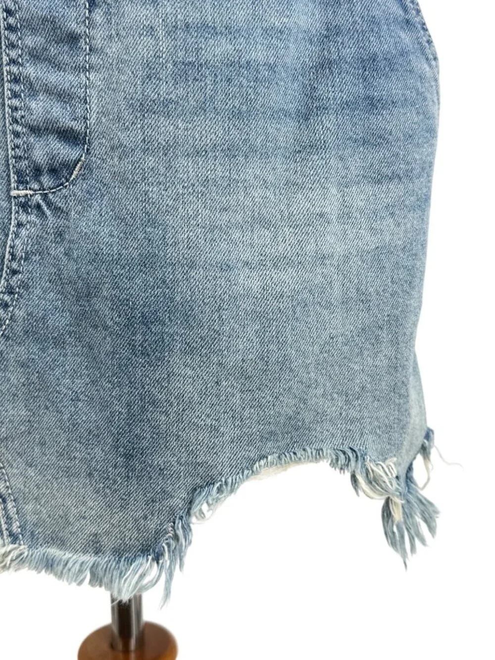 NWOT Free People Distressed Denim Overall Mini Skirt 12/L | Indie Sleaze Grunge - Picture 5 of 16